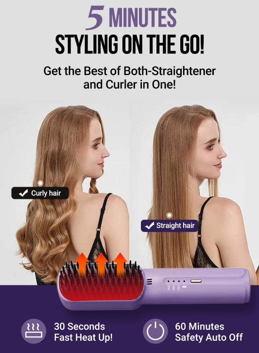 ✨Negative ions do not hurt hair✨Portable cordless mini hair straightening comb