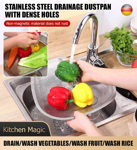 🔥Home Essentials✨Stainless Steel Dense Hole Drain Dustpan