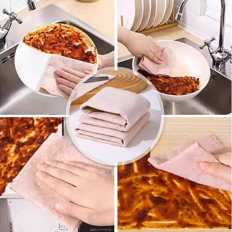 🏠🚿Kitchen Magic Tool: Thickened Loofah Dishwashing Cloth, Zero Oil Residue!（50% OFF）🏠🚿