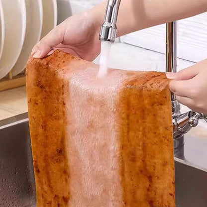 🏠🚿Kitchen Magic Tool: Thickened Loofah Dishwashing Cloth, Zero Oil Residue!（50% OFF）🏠🚿