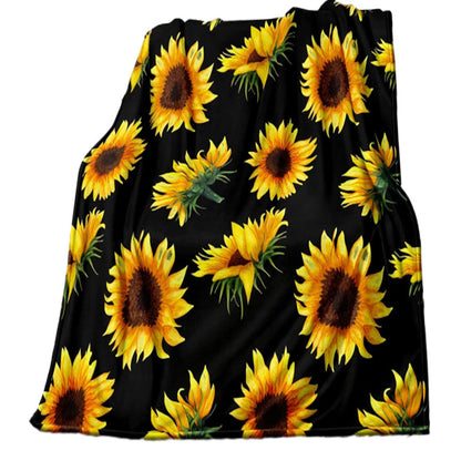 Soft Cozy Sunflower Cow Print Blanket for All Season