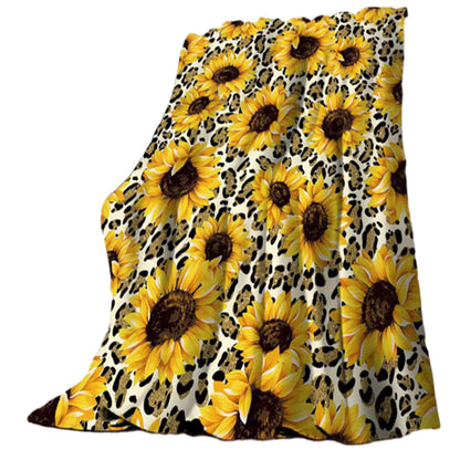 Soft Cozy Sunflower Cow Print Blanket for All Season