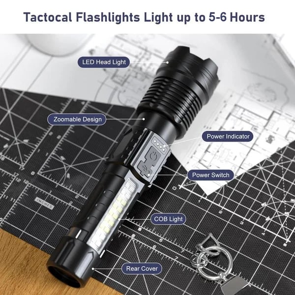 💥LAST DAY SALE 50% OFF💥Outdoor lighting white laser flashlight with cob warning side work light